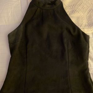 INC petite black microsuede-looking halter top